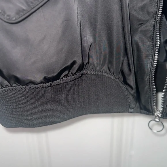 Black Bomber Jacket with Silver Zipper by Sincerely Jules - Size XL - Picture 5 of 9